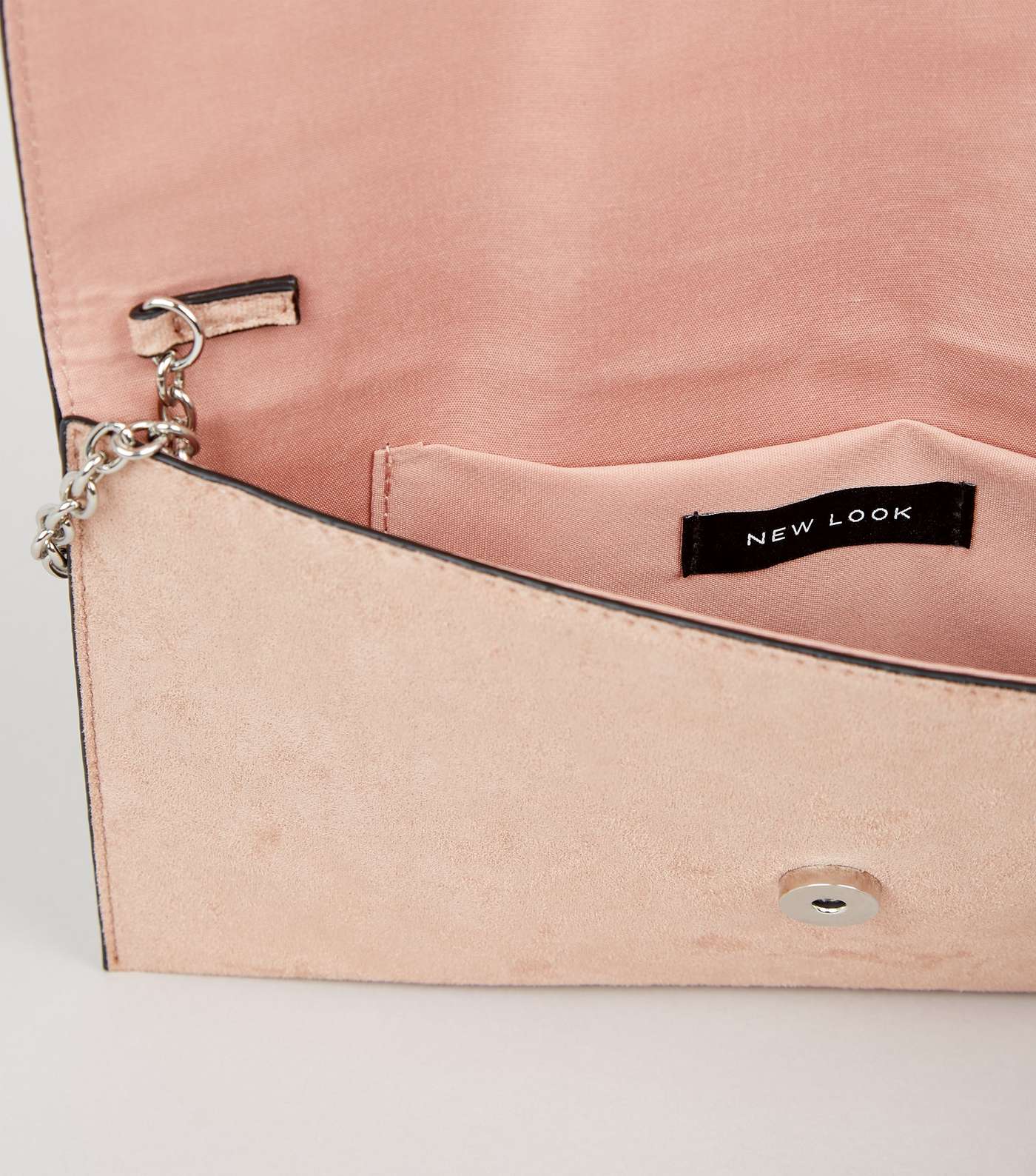 Pale Pink Suedette Diamanté Ring Clutch Bag Image 4