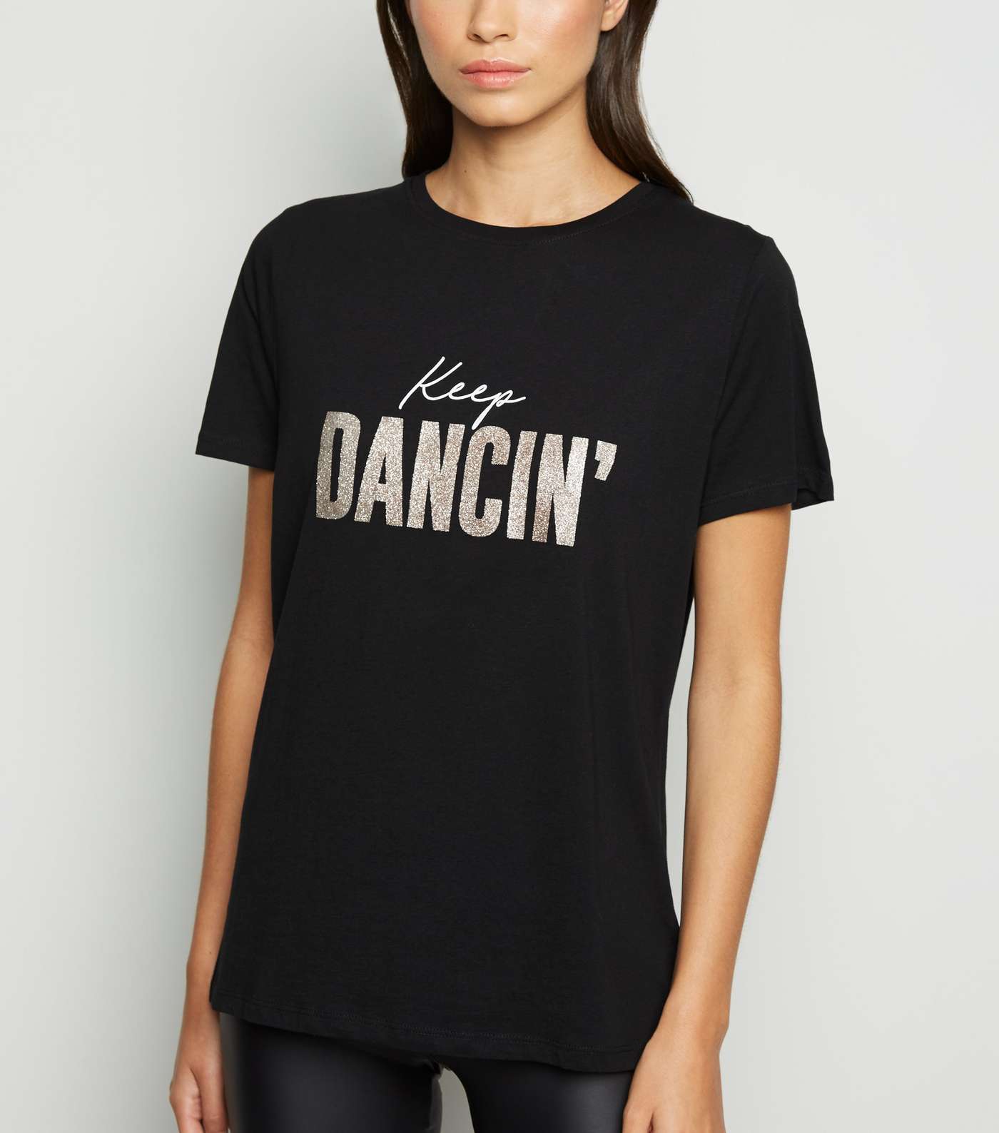 Black Keep Dancin' Slogan T-Shirt