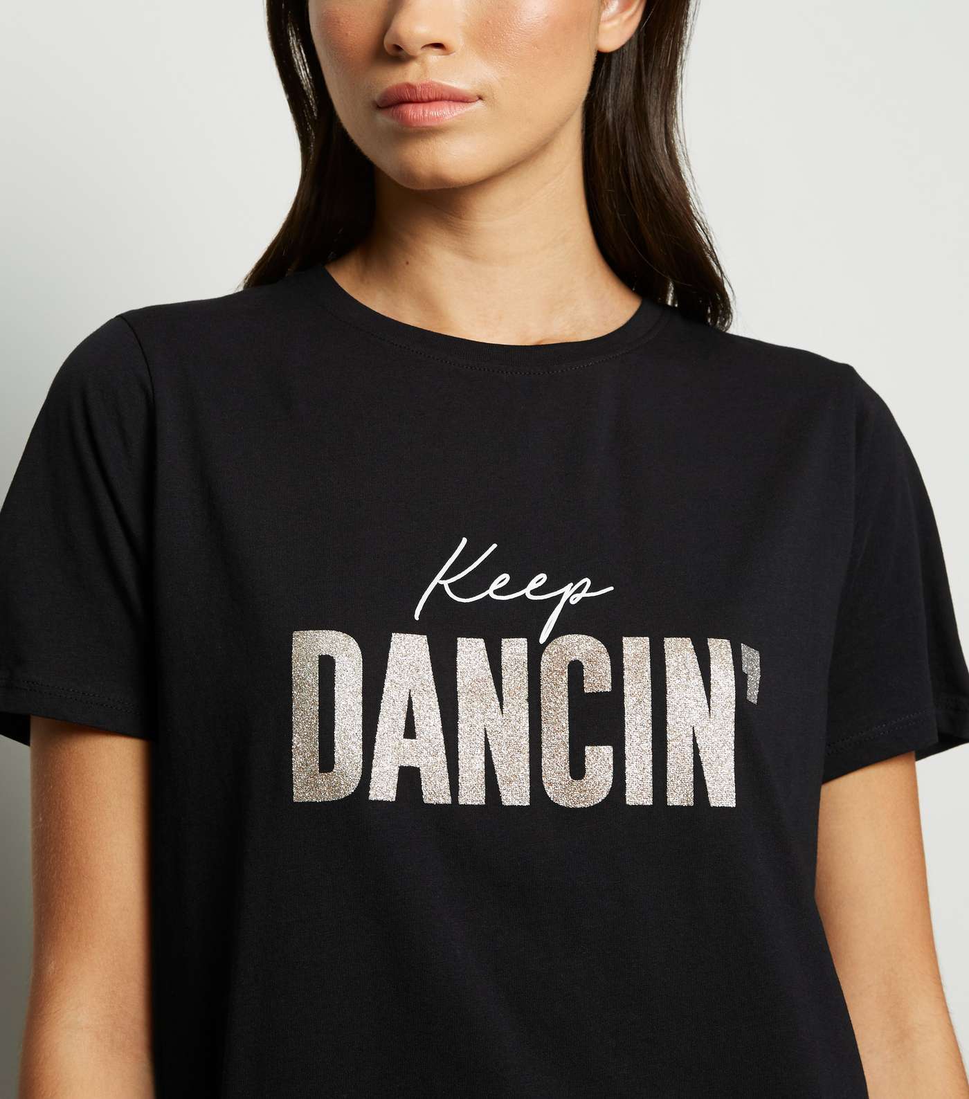 Black Keep Dancin' Slogan T-Shirt Image 5