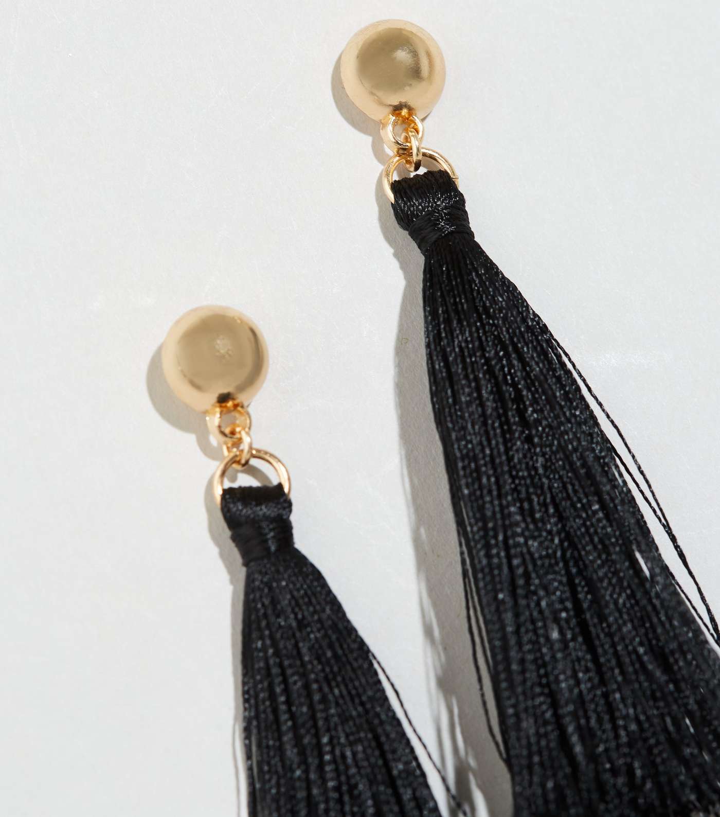 Black Tassel Drop Earrings Image 3
