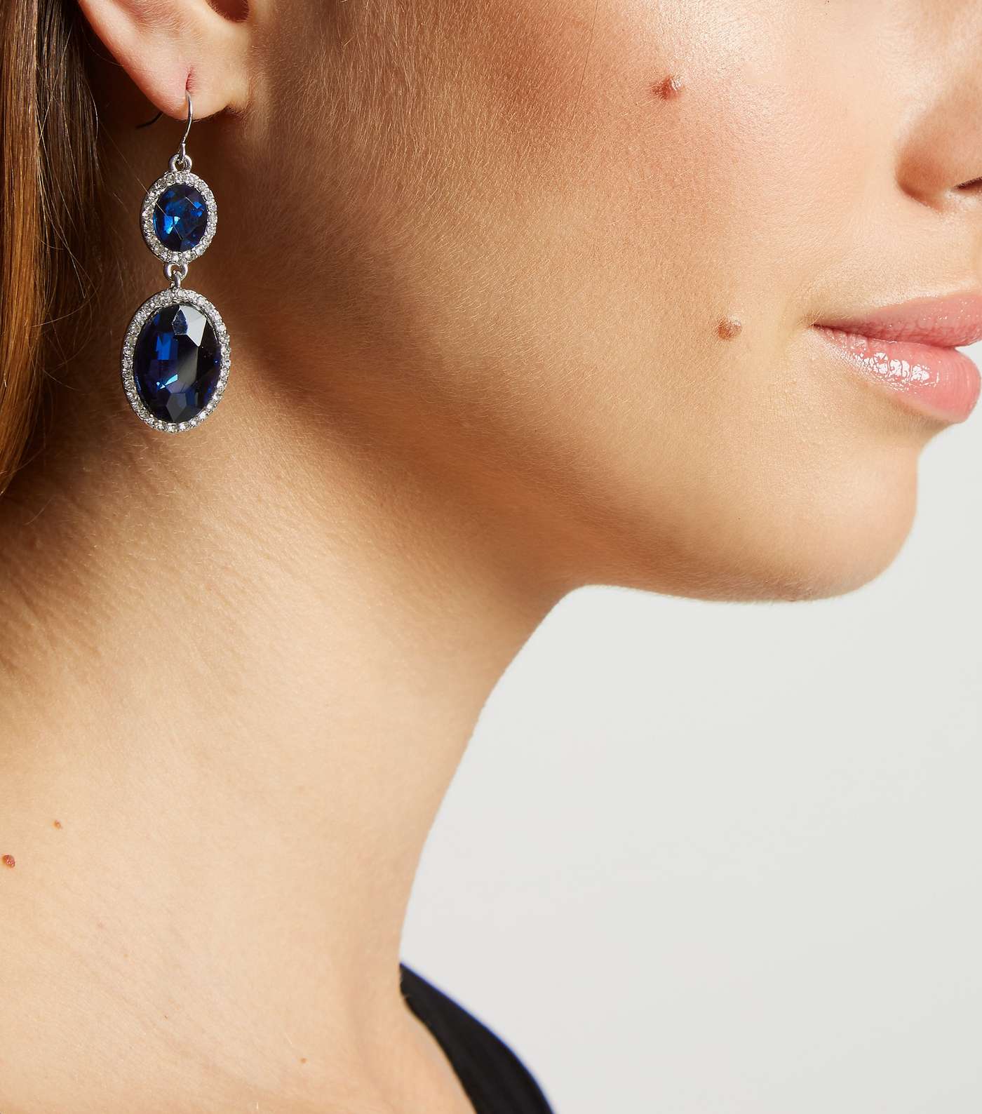 Blue Gem Drop Earrings Image 2