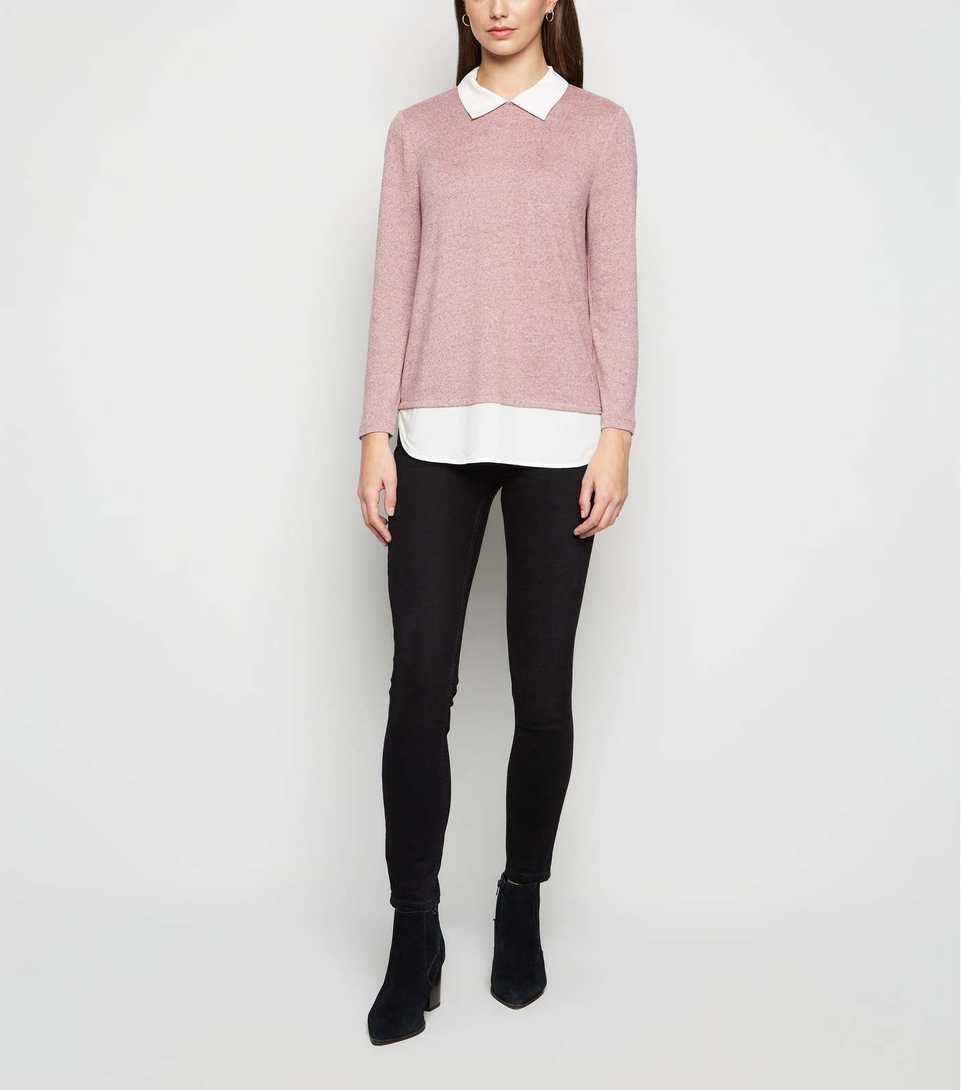 JDY Pink 2 In 1 Collared Jumper Image 2