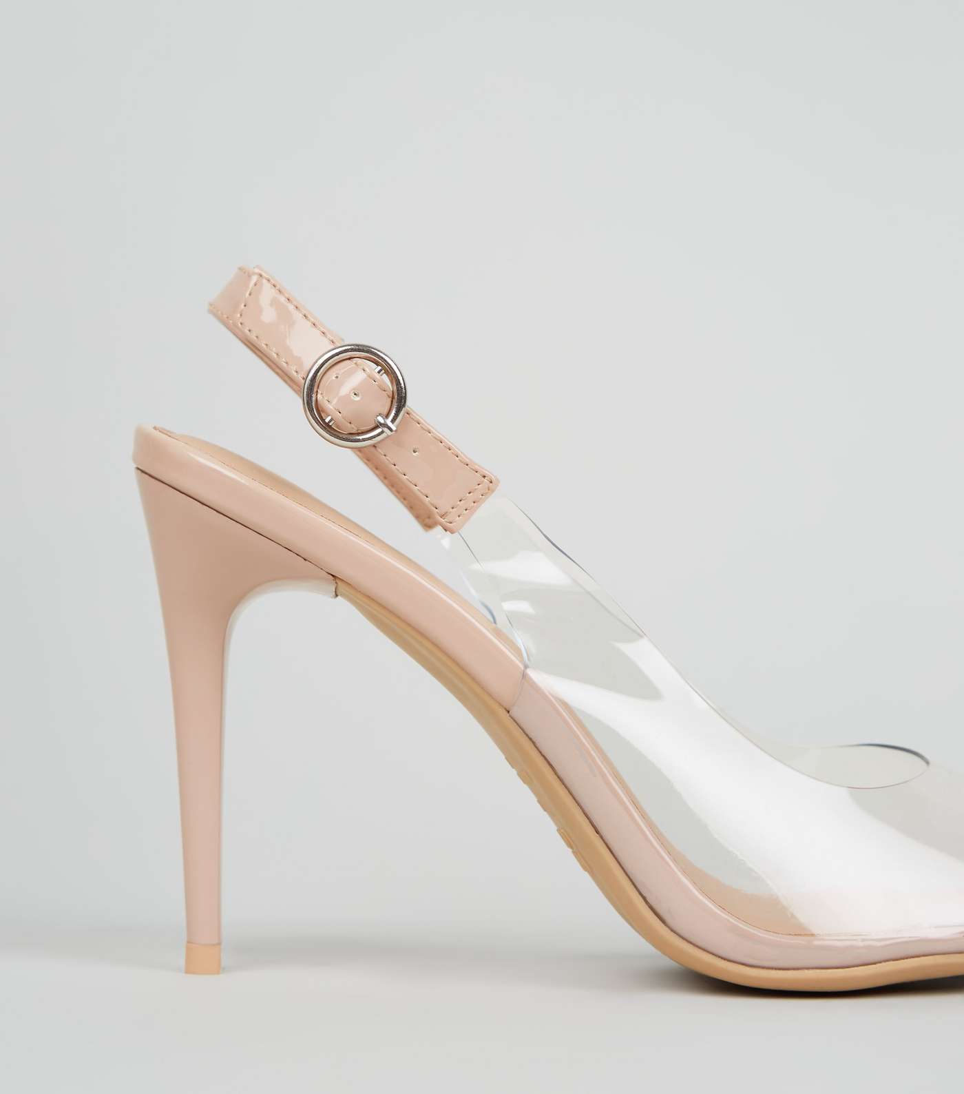 Pale Pink Patent Clear Slingback Court Shoes Image 4