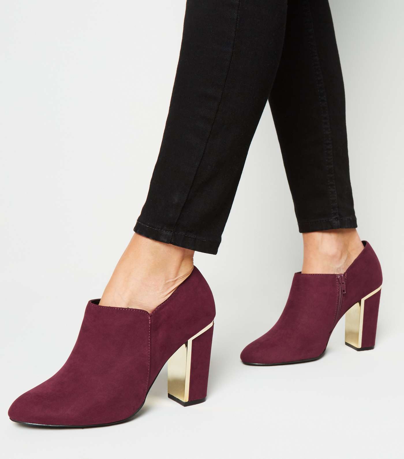Wide Fit Dark Red Metal Trim Shoe Boots Image 2