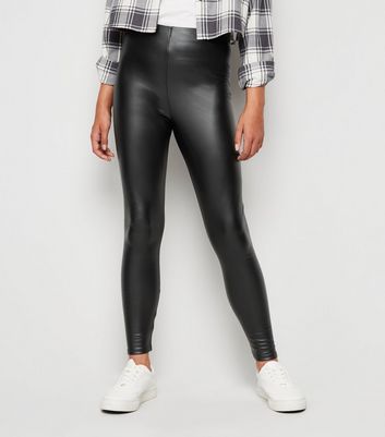 Black Seamed Leather-Look Leggings | New Look | New look, Leggings, Leather