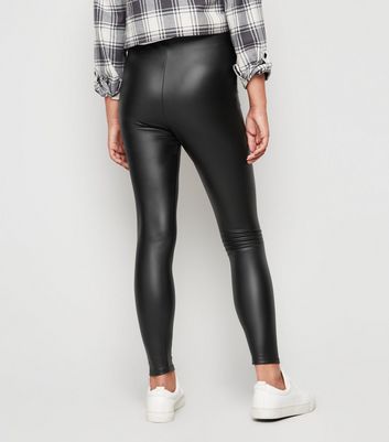 Girls Legging noir en similicuir enduit New Look