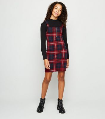 girls checked pinafore