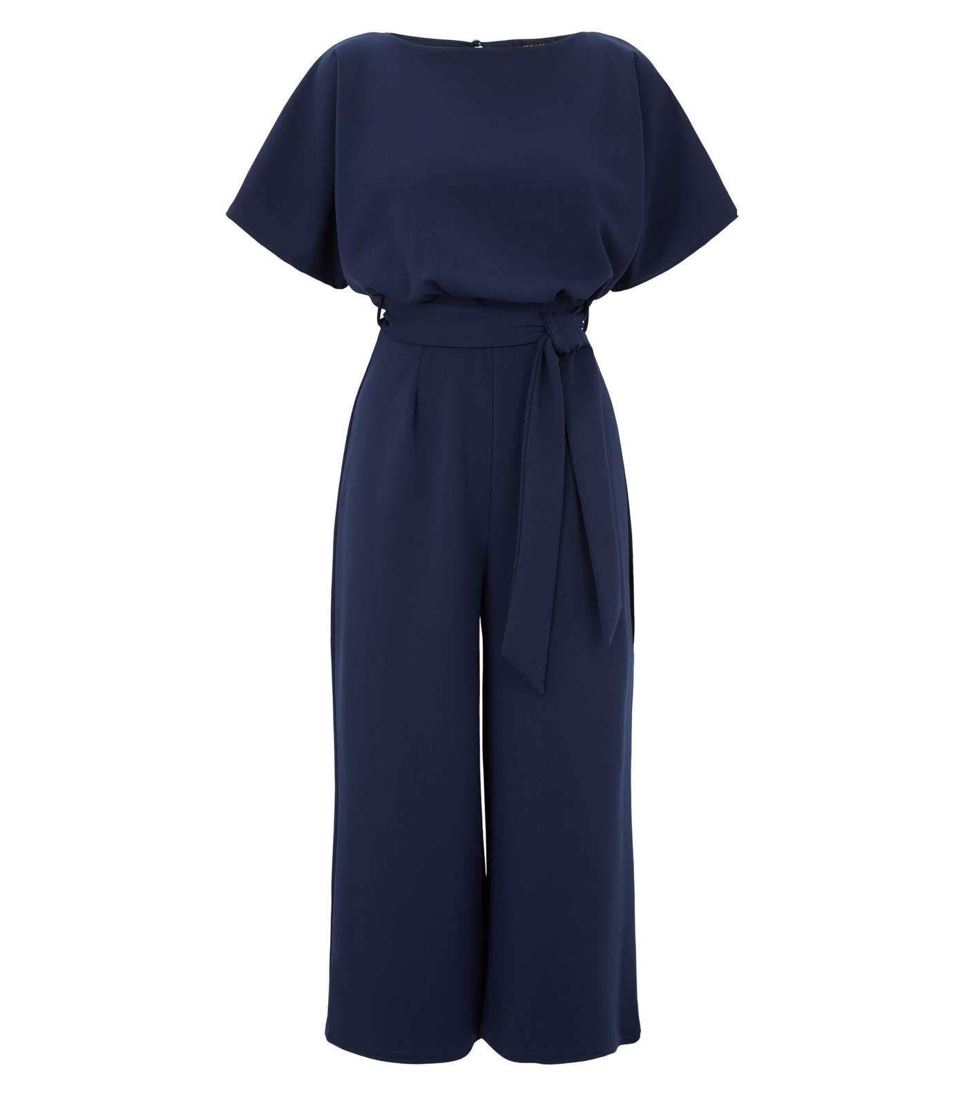 Navy Batwing Belted Culotte Jumpsuit Image 4