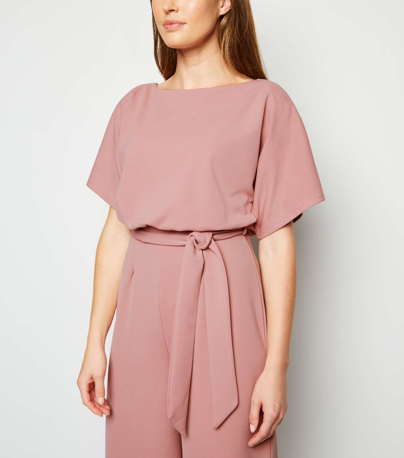Pink Batwing Belted Culotte Jumpsuit Image 3