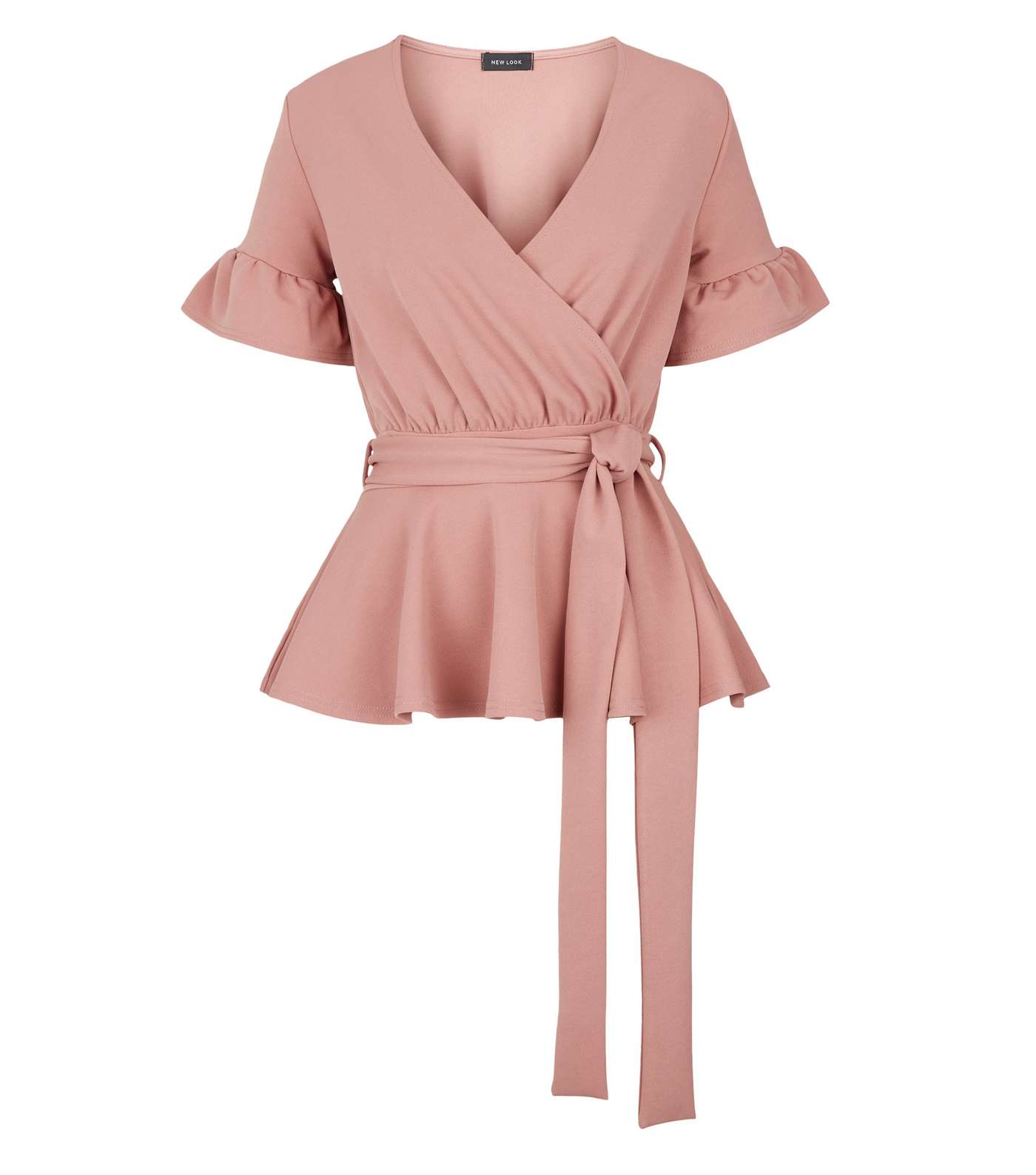 Pale Pink Belted Peplum Top Image 4