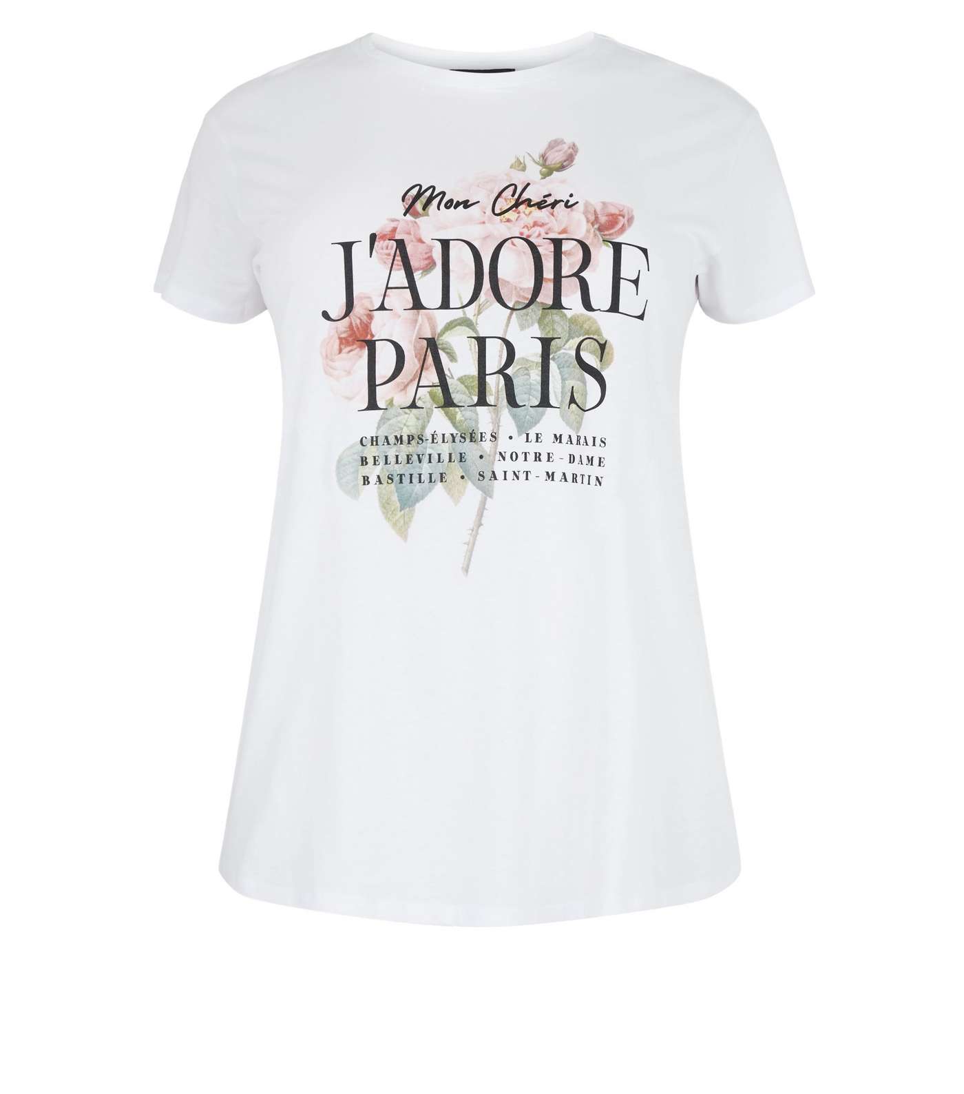 Curves White J'Adore Floral Slogan T-Shirt Image 4