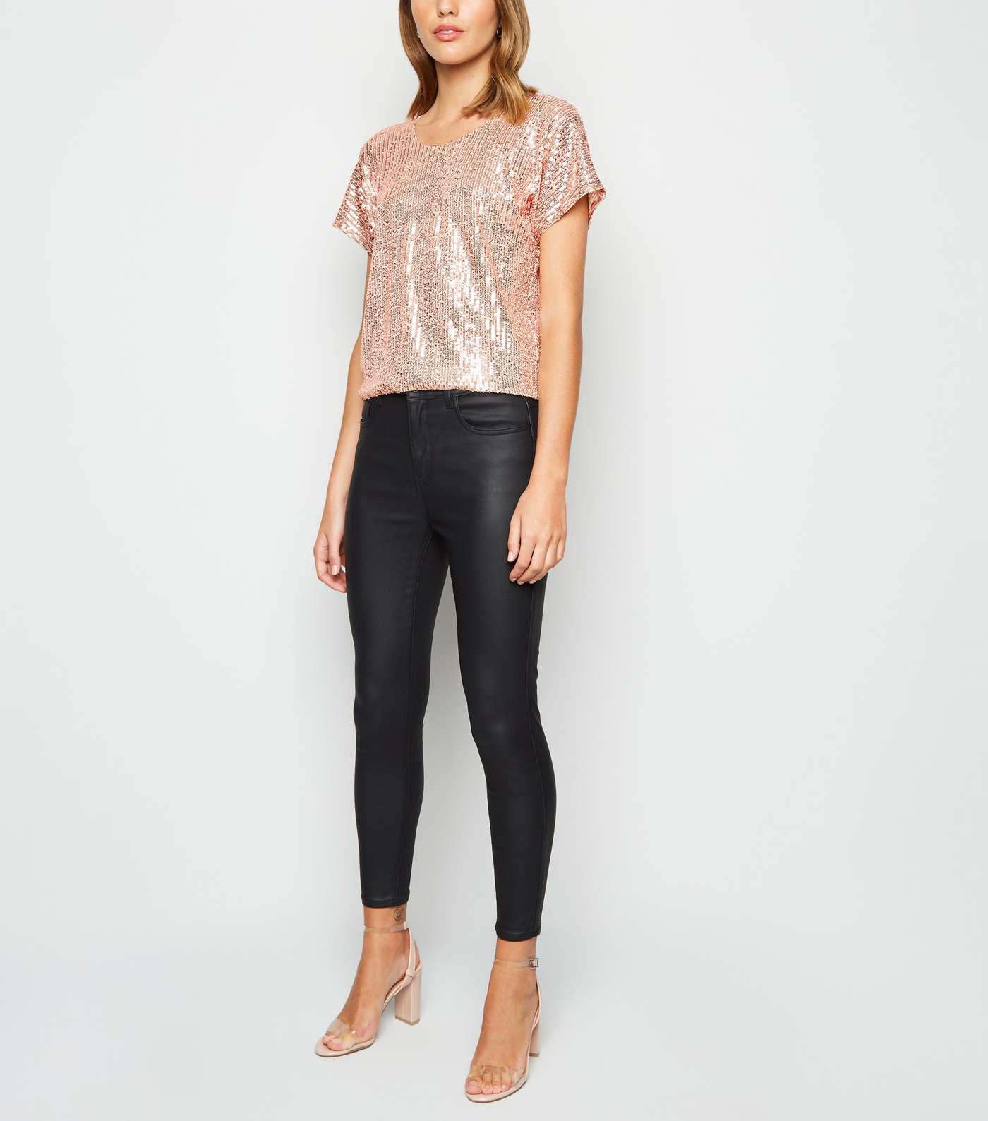 Rose Gold Sequin Tie Back Boxy Top Image 3