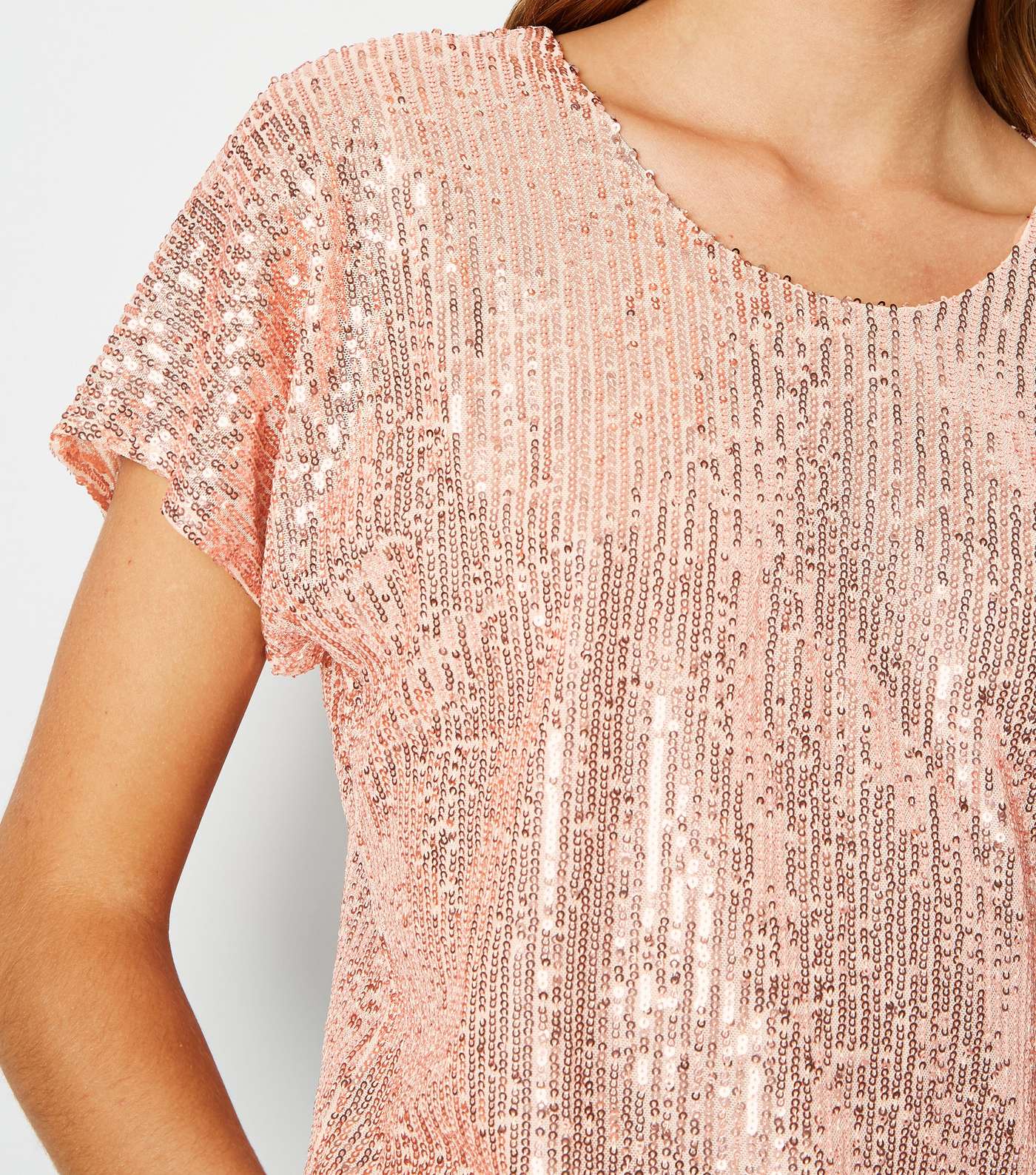 Rose Gold Sequin Tie Back Boxy Top Image 5