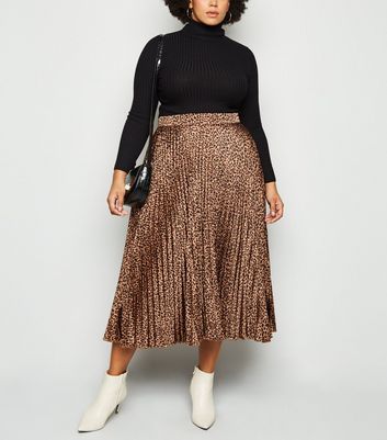 animal print midi skirt new look