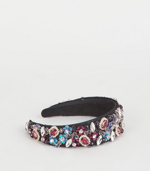 Multicoloured Sequin and Gem Alice Band