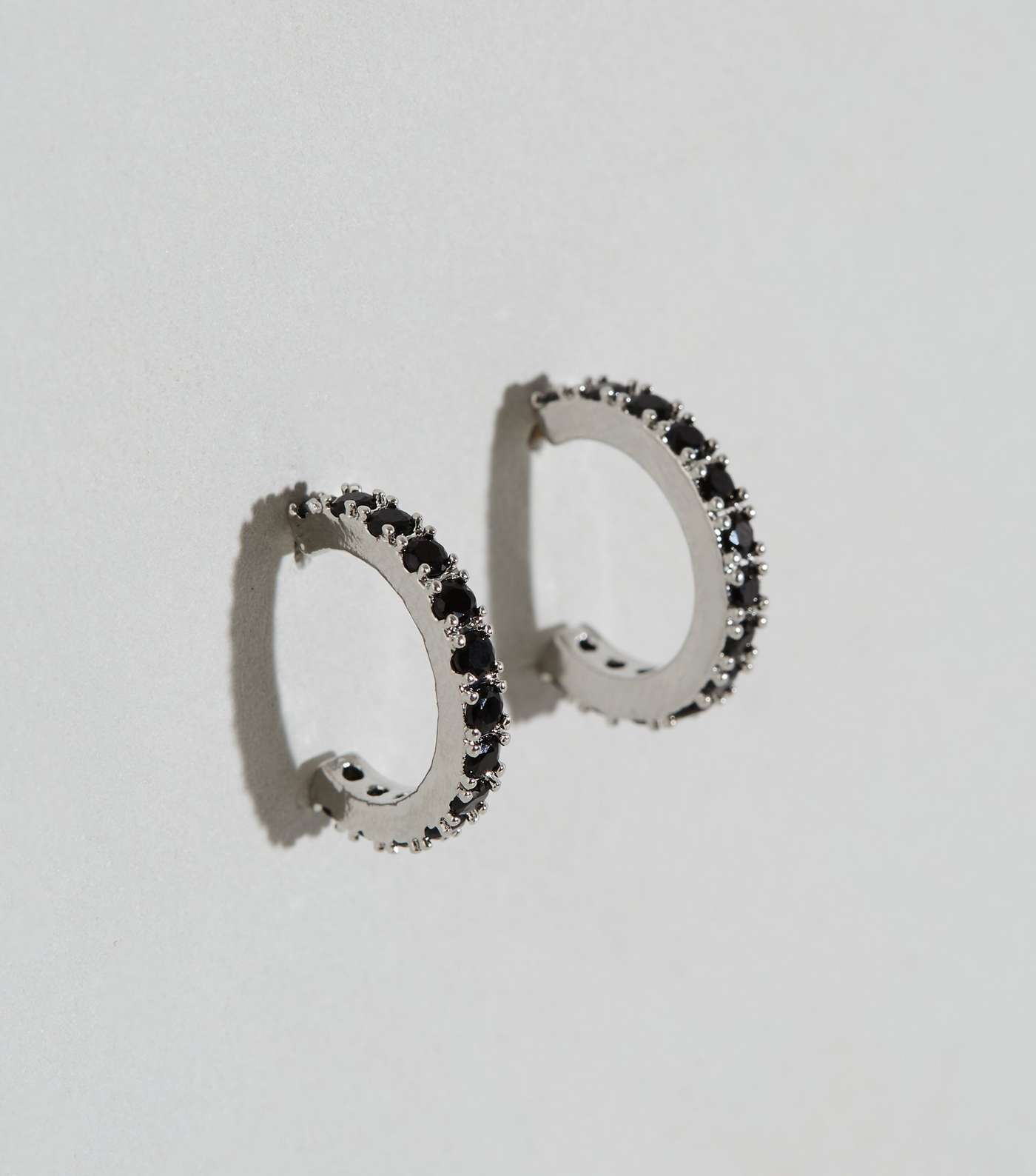 Black Cubic Zirconia Hoop Earrings