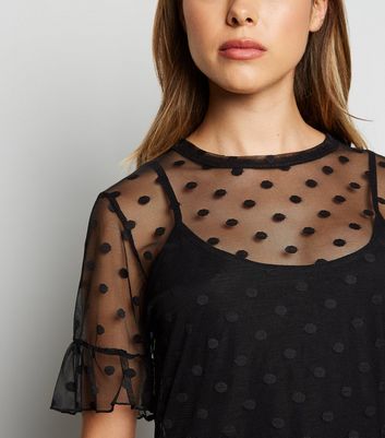 spotty mesh top