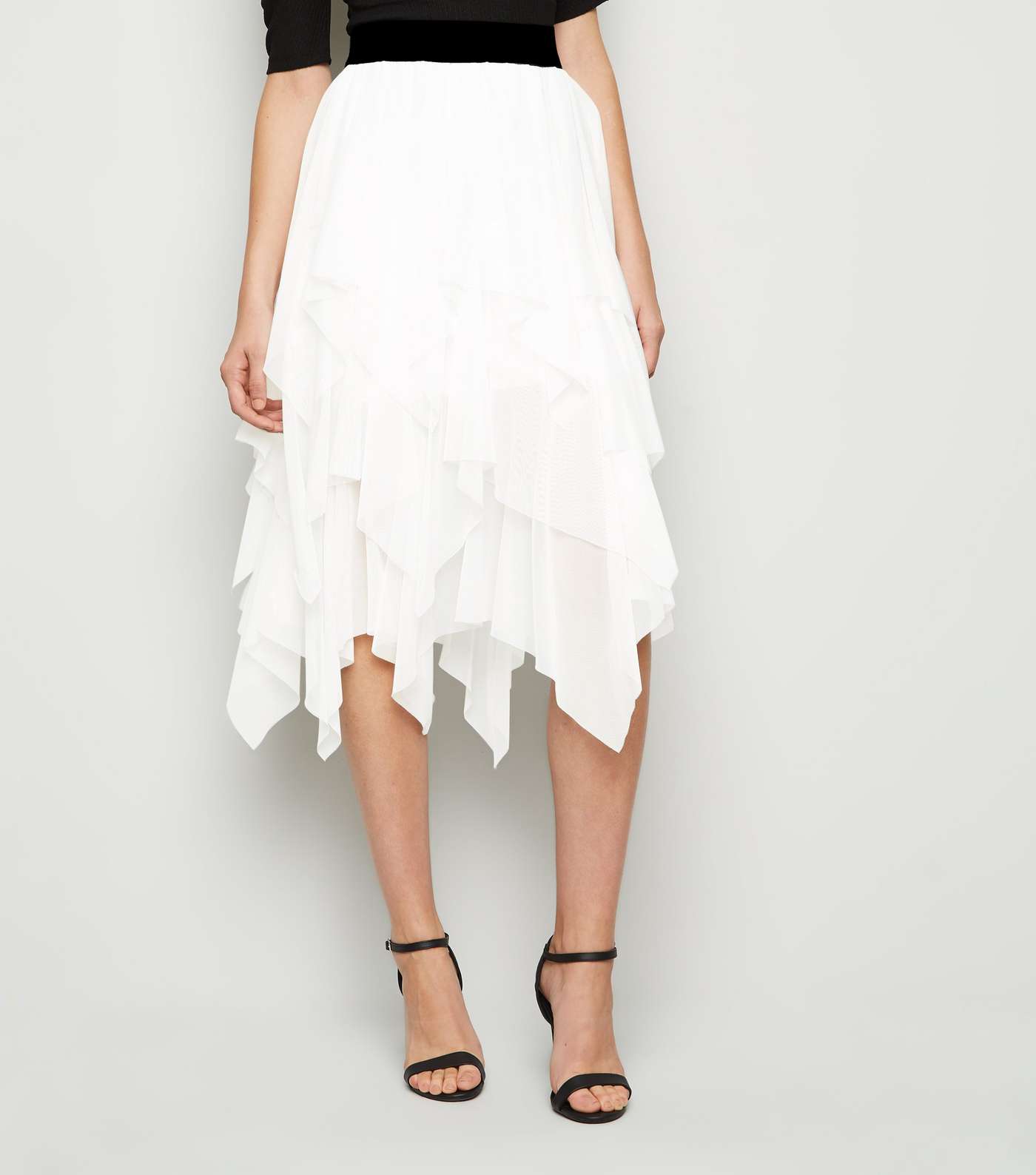 Cameo Rose White Tiered Mesh Midi Skirt Image 2