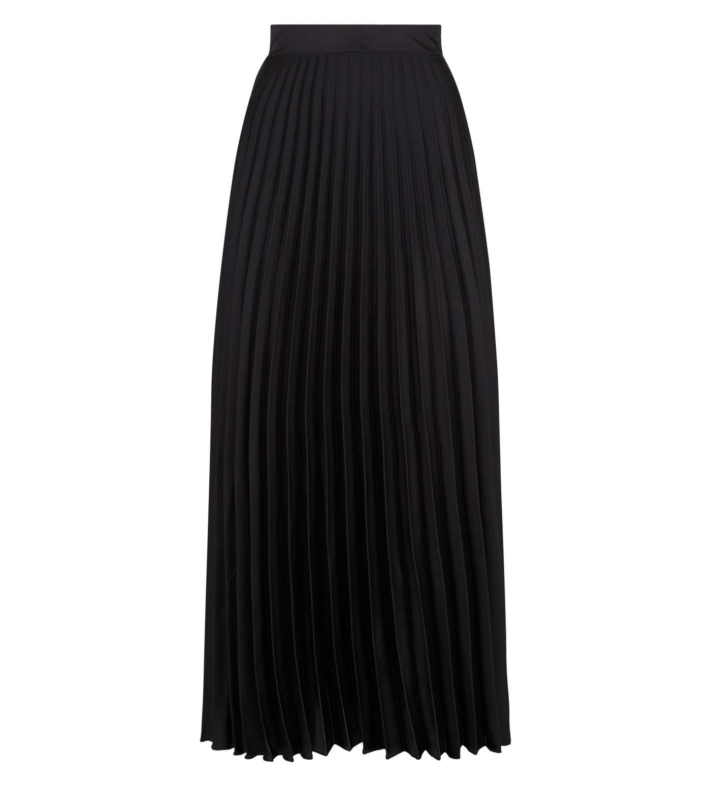 Tall Black Satin Pleated Midi Skirt Image 4