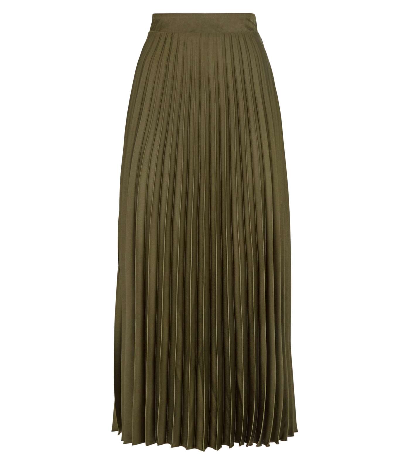 Tall Khaki Satin Pleated Midi Skirt Image 4