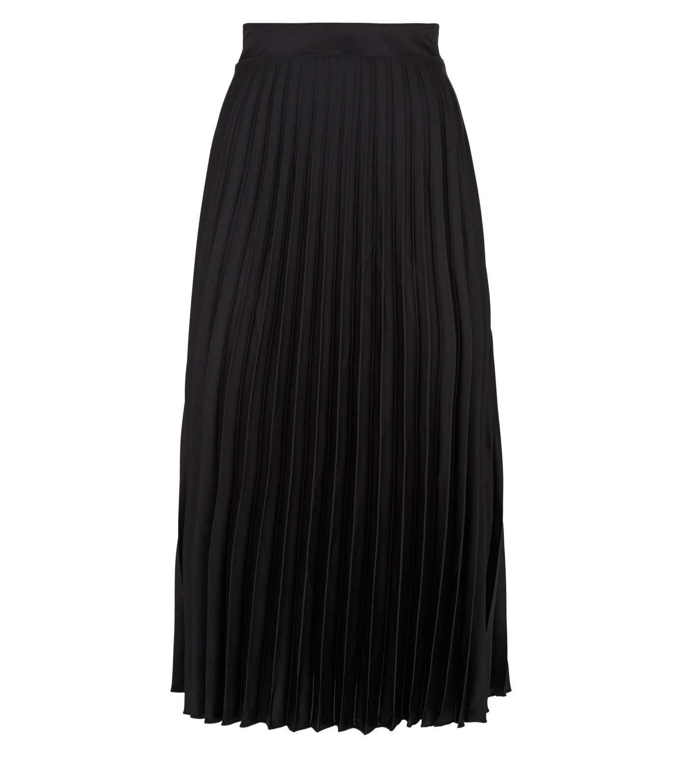 Petite Black Satin Pleated Midi Skirt Image 4