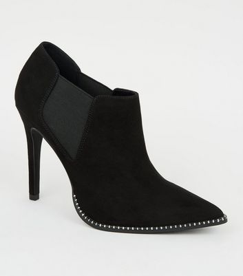 Black Studded Shoe Boots | New Look