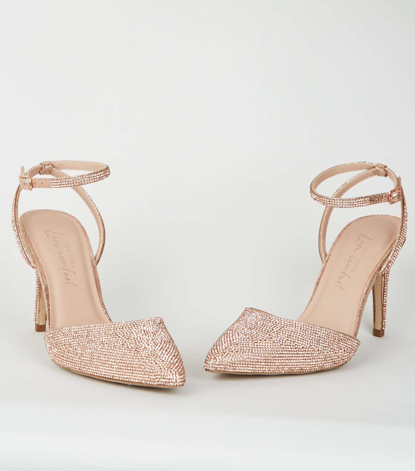 Rose Gold Diamanté Embellished Court Shoes Image 3