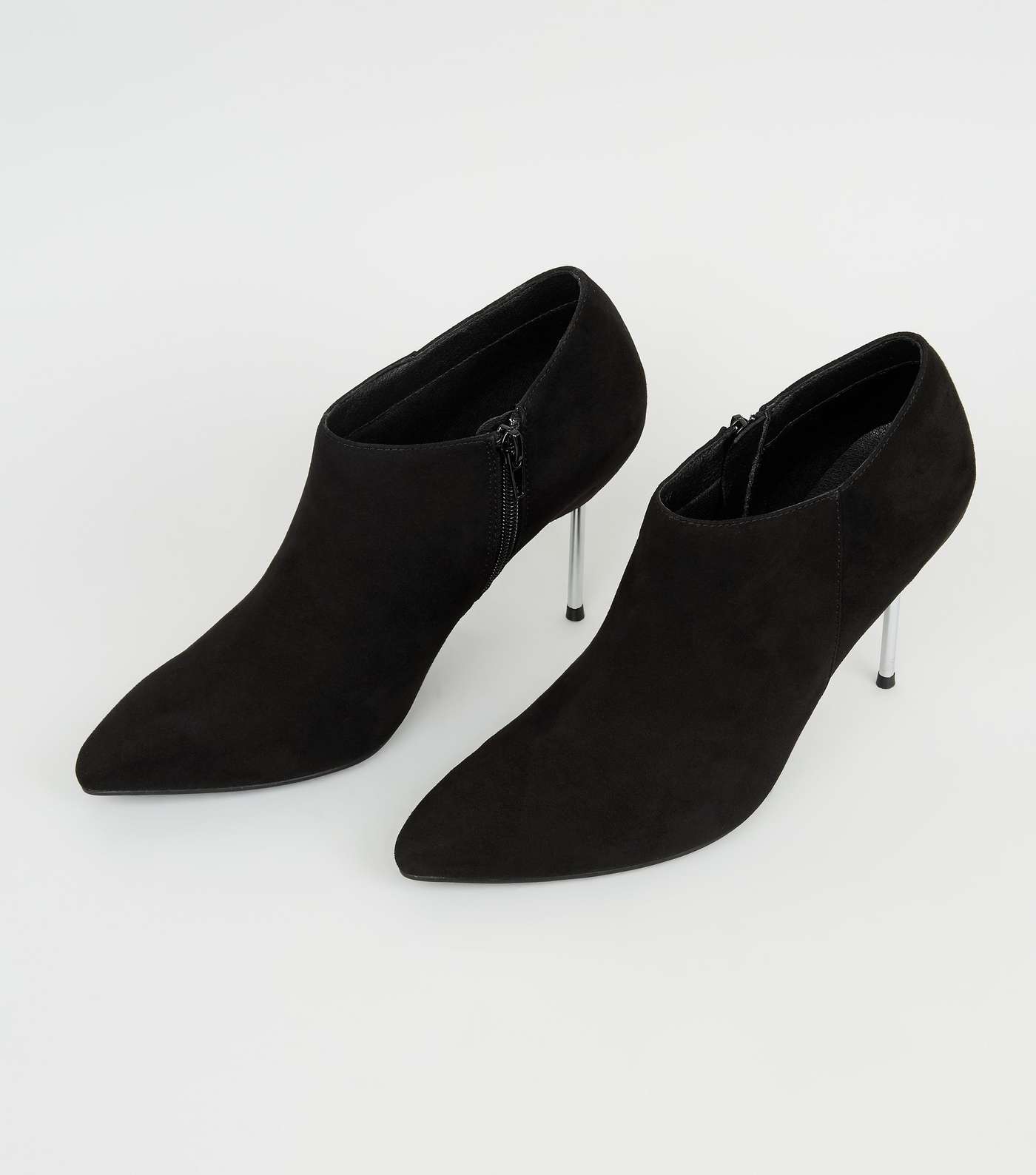 Black Metallic Heel Pointed Shoe Boots Image 3