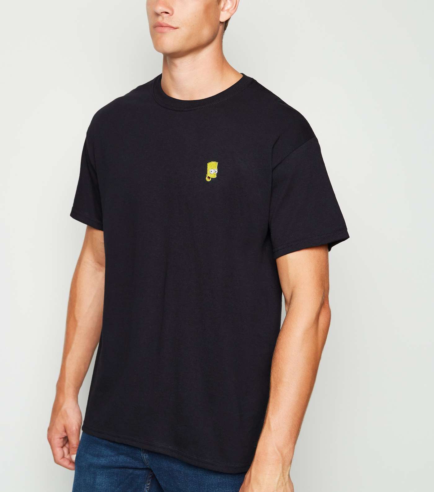 Black Embroidered Bart Simpson T-Shirt