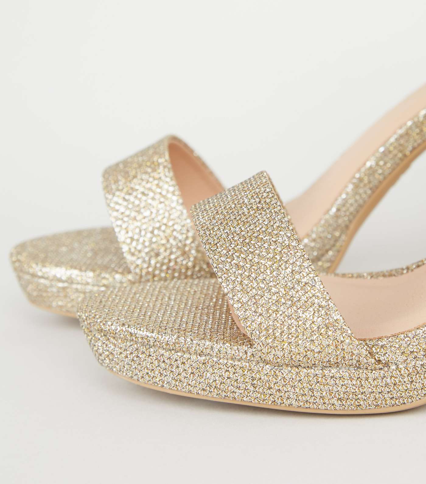 Gold Glitter 2 Part Platform Heeled Sandals Image 3
