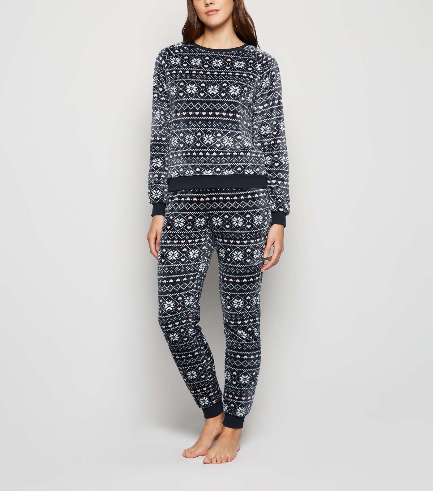 Light Grey Fair Isle Fluffy Pyjama Sweatshirt