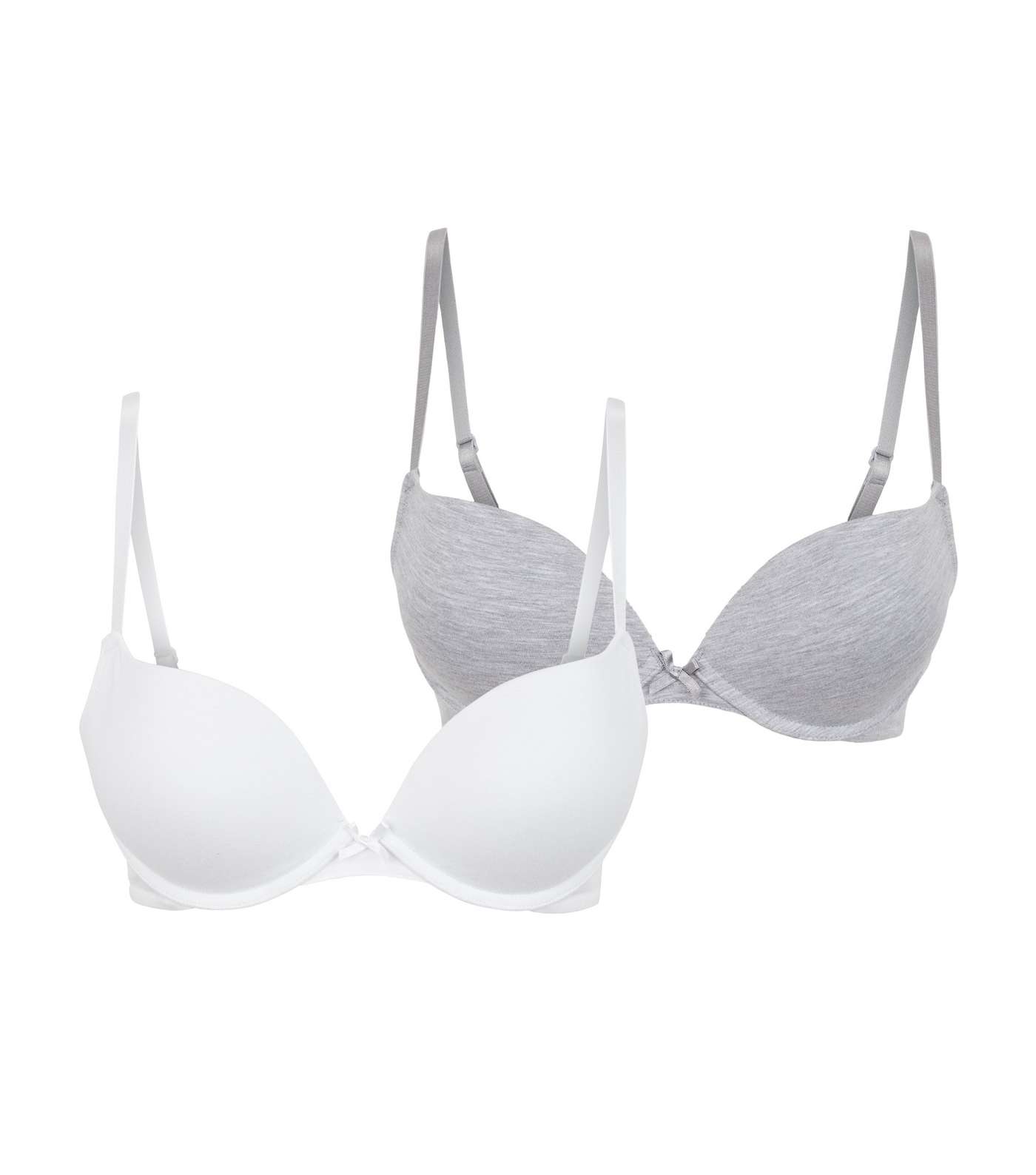 2 Pack White and Grey Push-Up Bras Image 3