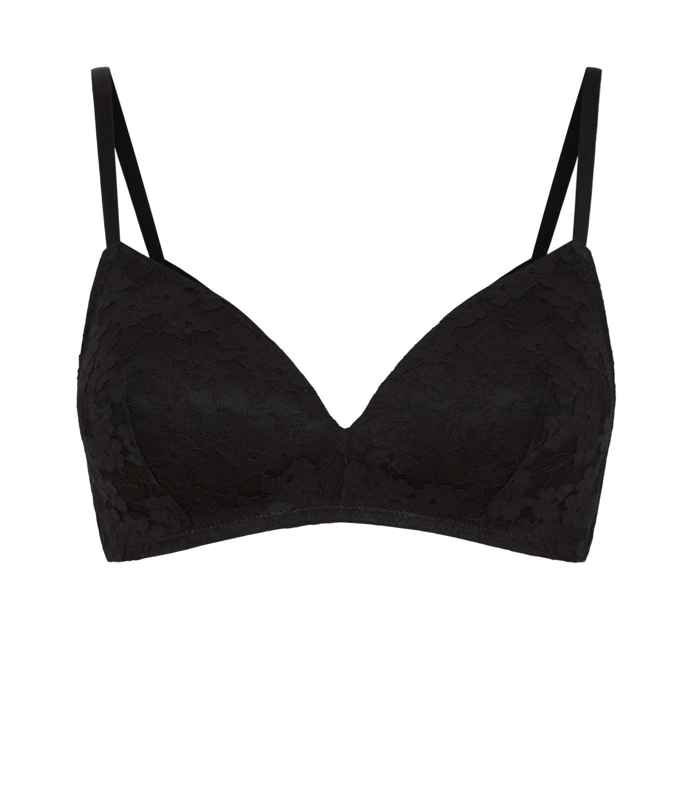 Black Lace Non Wired Moulded Triangle Bra Image 3