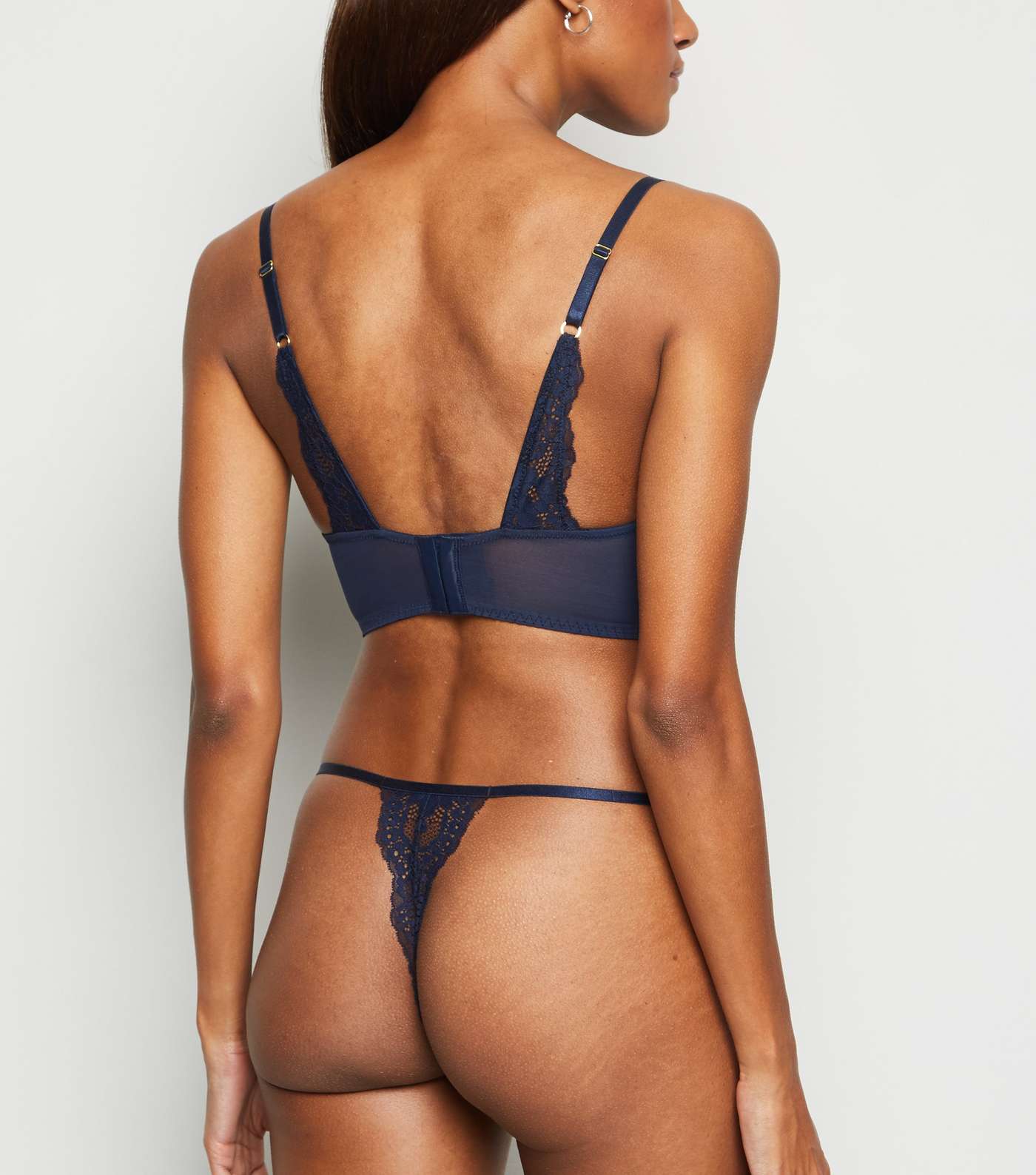 Navy Lace Strappy Thong Image 2