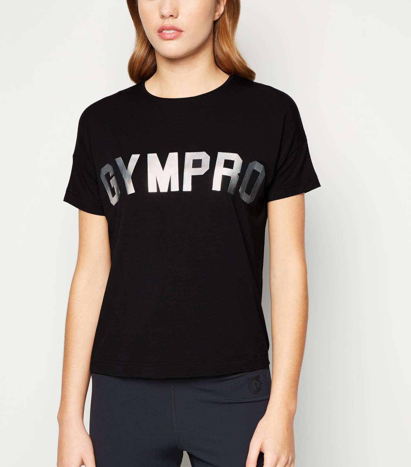 GymPro Black Cropped Slogan T-Shirt