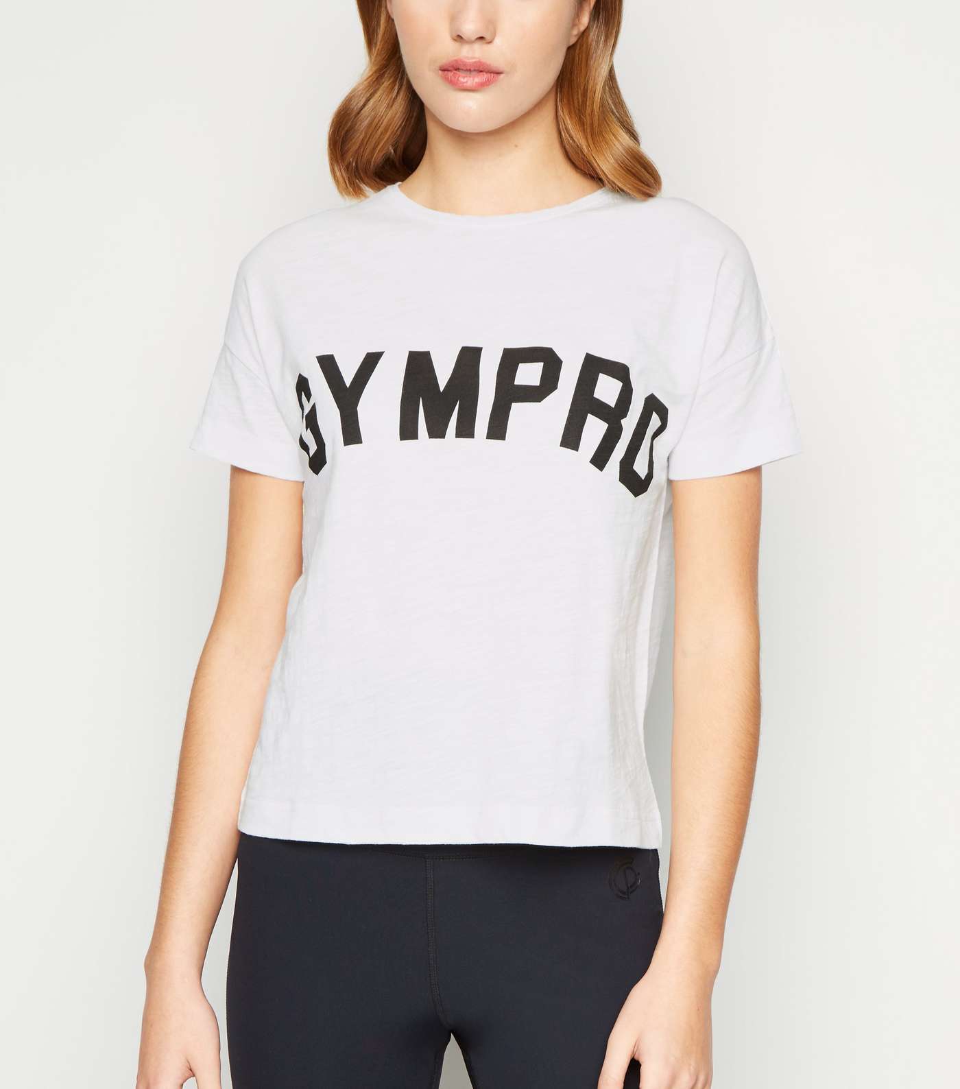 GymPro White Cropped Logo T-Shirt
