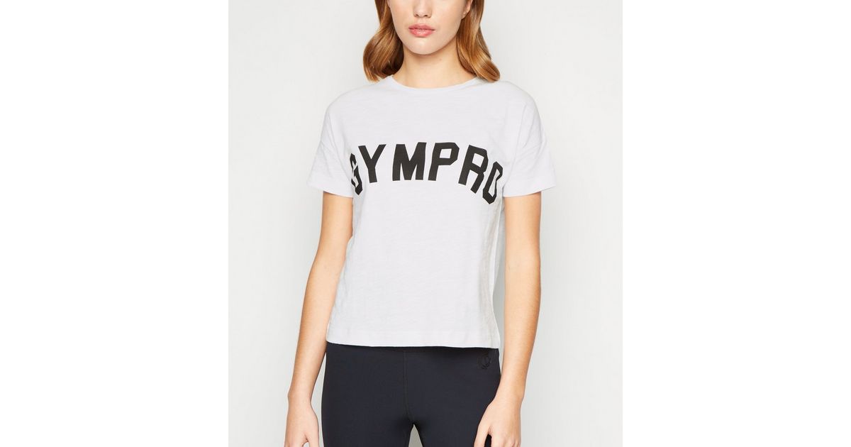 GymPro White Cropped Logo TShirt New Look