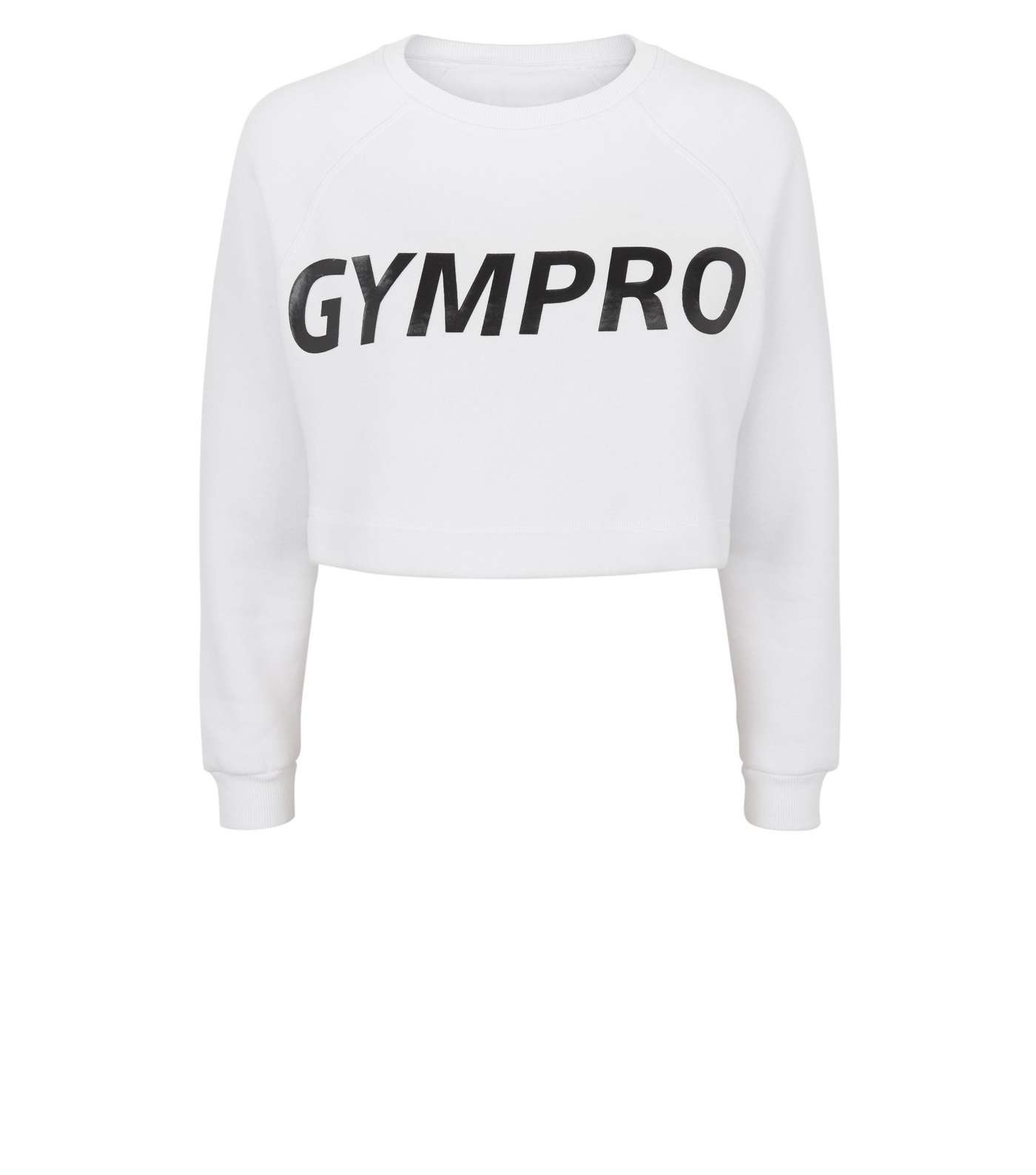 GymPro White Crop Logo Sports Sweatshirt Image 4