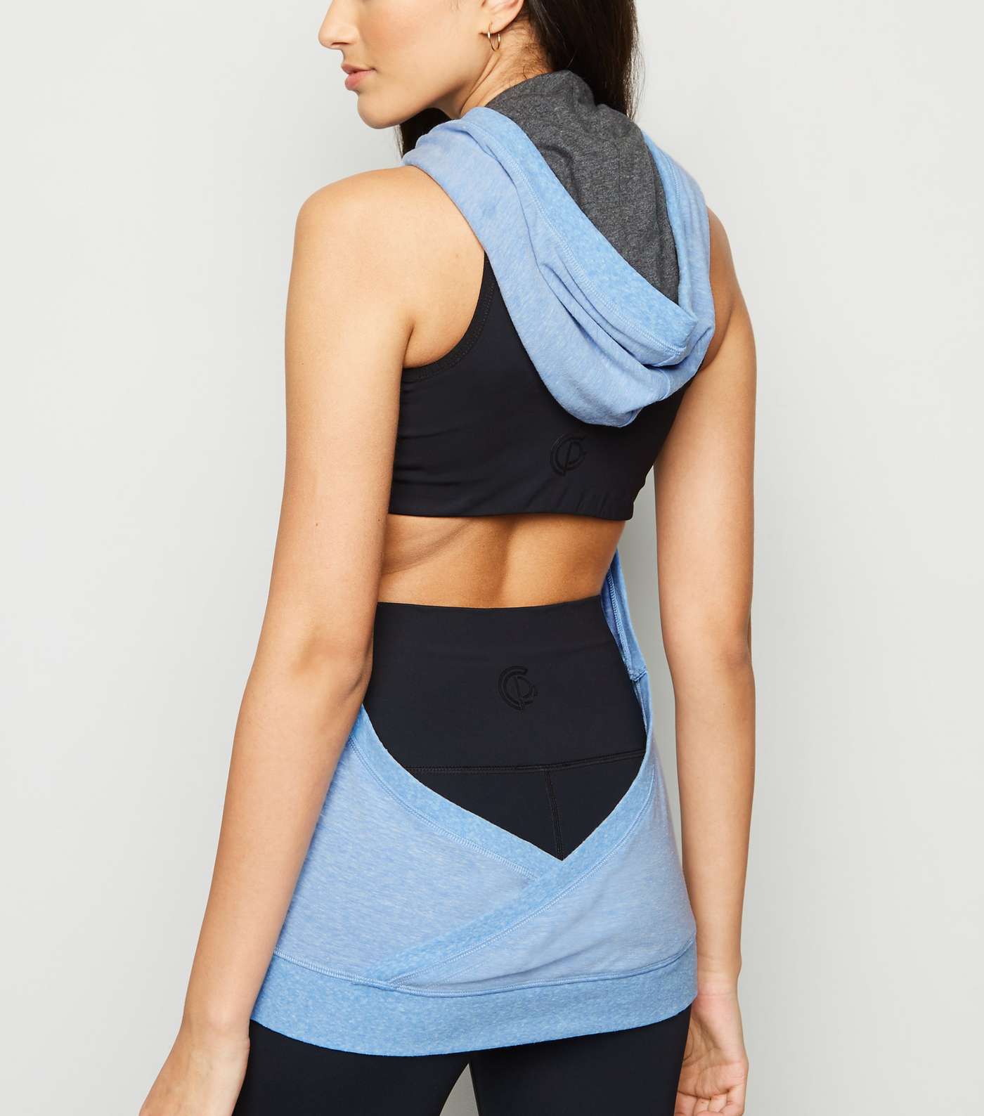 GymPro Pale Blue Backless Sports Hoodie Image 3