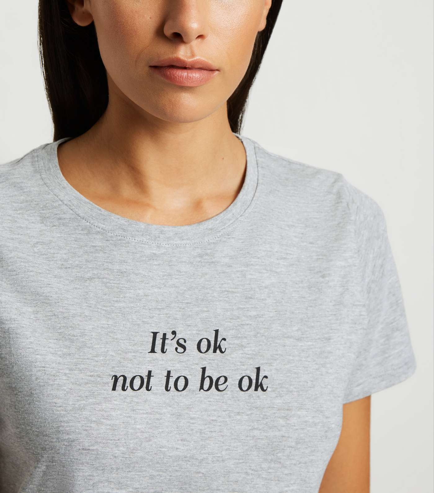 Grey Its OK Not To Be OK Slogan T-Shirt Image 5