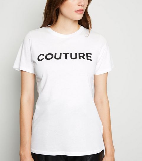 White Couture Slogan T-Shirt 
