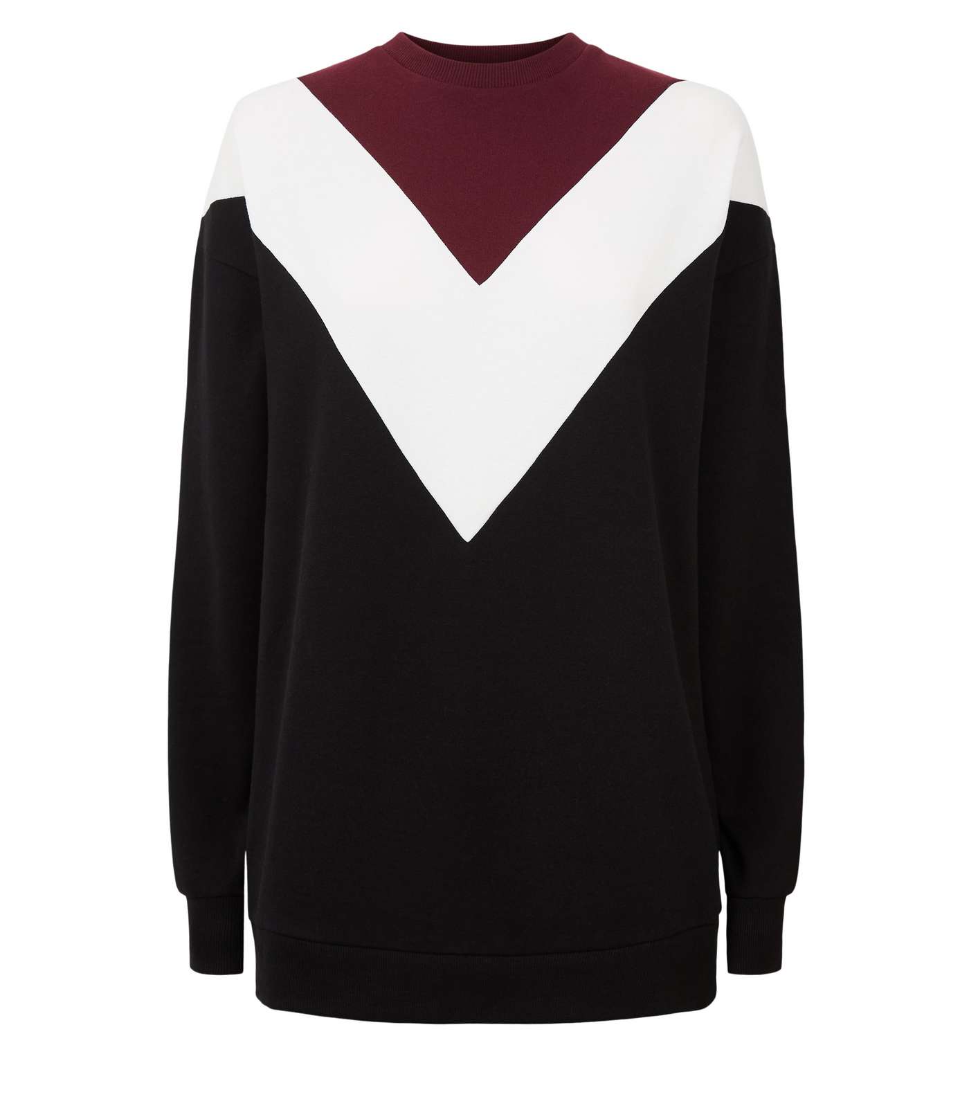 Burgundy Chevron Colour Block Sweatshirt Image 4