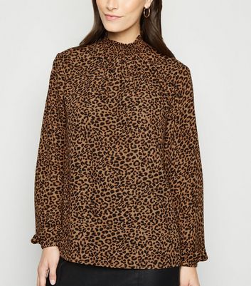 leopard print top high neck