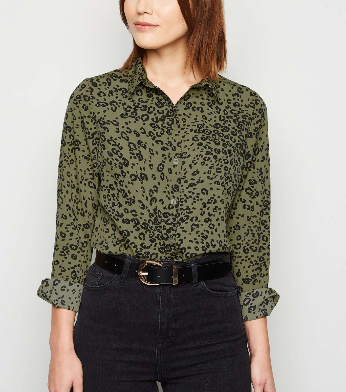 Green Leopard Print Long Sleeve Shirt 