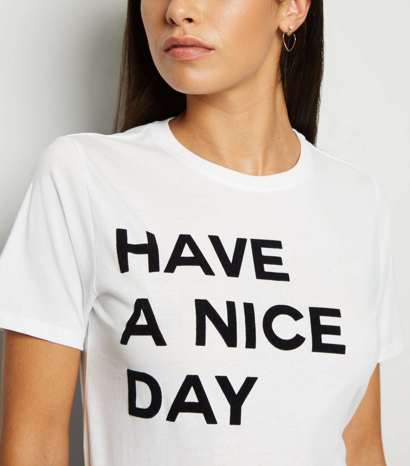 White Have A Nice Day Slogan T-Shirt Image 5