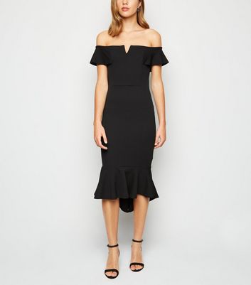 new look black bardot dress