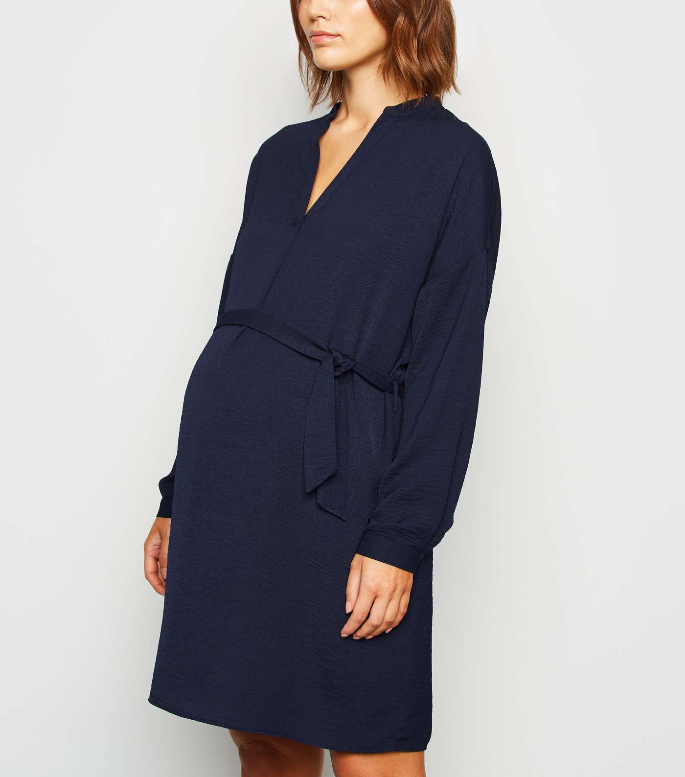 Maternity Navy Belted Tunic Dress