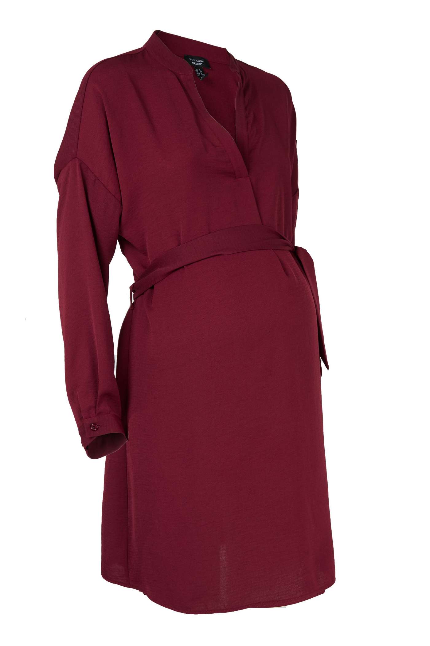 Maternity Burgundy Belted Tunic Dress Image 4
