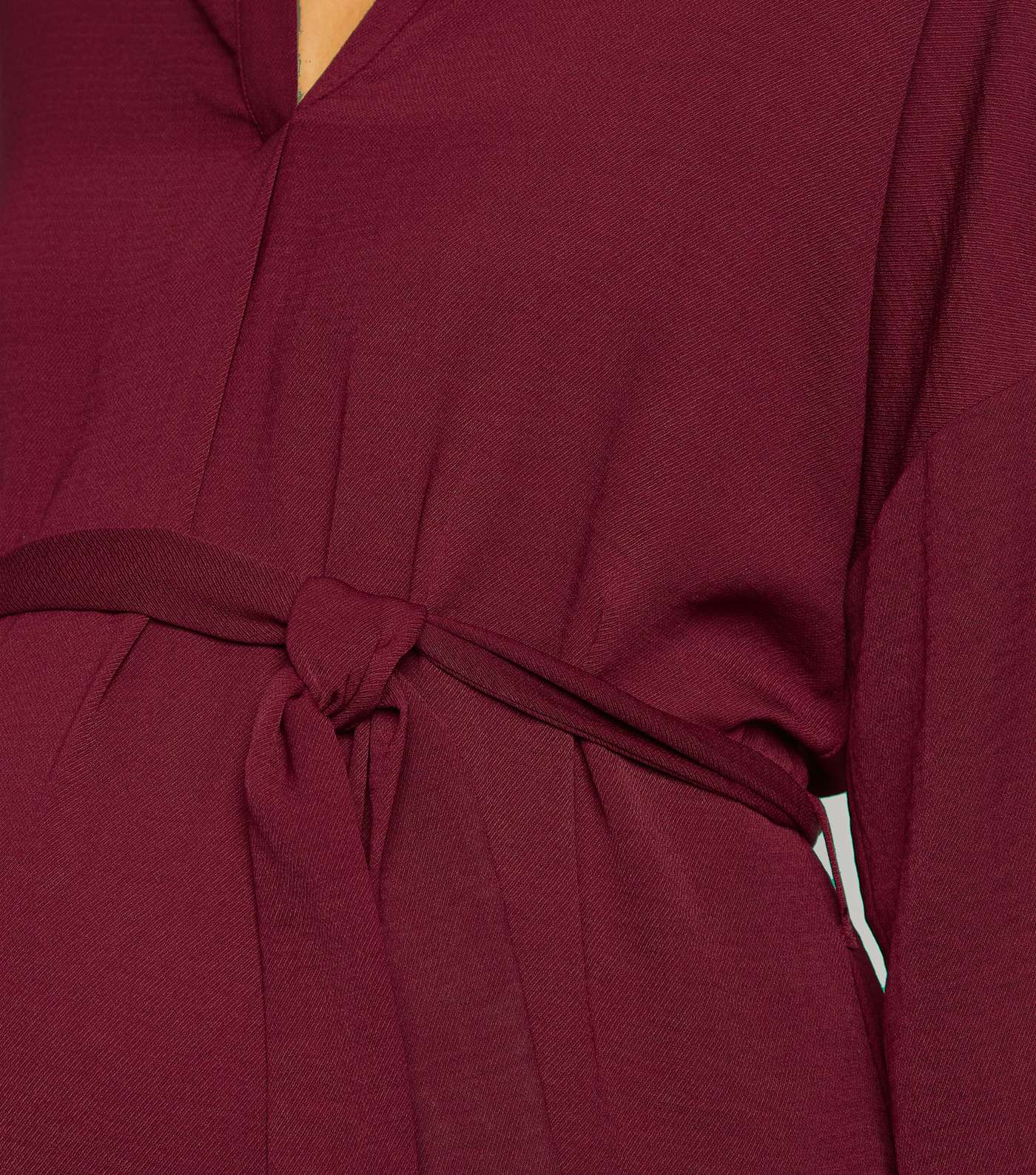 Maternity Burgundy Belted Tunic Dress Image 5