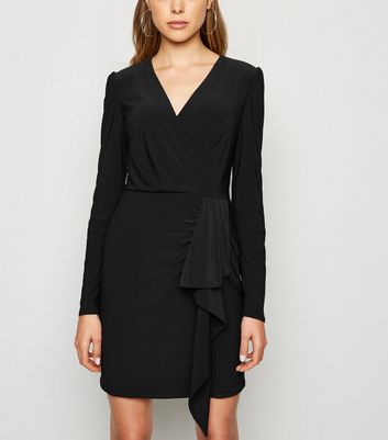 black wrap dress new look